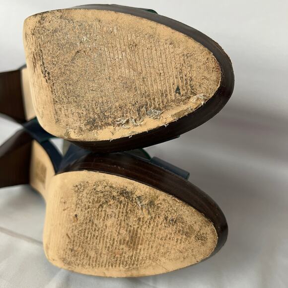 Boden Navy Blue Leather Strappy Open Toe Heels Women’s Size 38 Summer Sandal - Picture 10 of 13